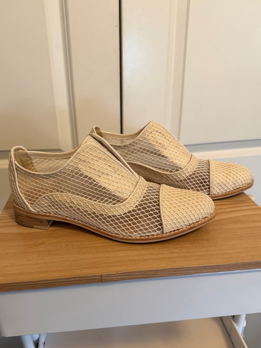 All Black Women’s Cream Mesh Slip-On Loafers Size 41